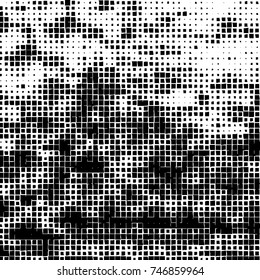 Grunge vector background from squares on white background. Abstract texture monochrome. Vintage pattern for print and design