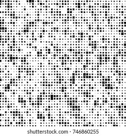 Grunge vector background from squares on white background. Abstract texture monochrome. Vintage pattern for print and design