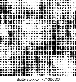 Grunge vector background from squares on white background. Abstract texture monochrome. Vintage pattern for print and design