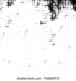 Grunge vector background from squares on white background. Abstract texture monochrome. Vintage pattern for print and design