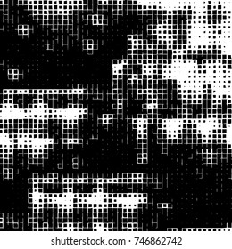 Grunge vector background from squares on white background. Abstract texture monochrome. Vintage pattern for print and design