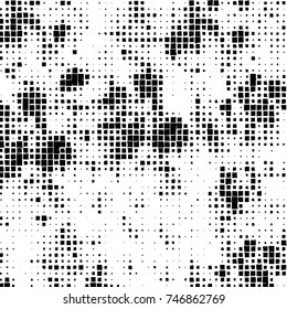 Grunge vector background from squares on white background. Abstract texture monochrome. Vintage pattern for print and design