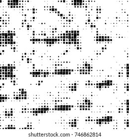 Grunge vector background from squares on white background. Abstract texture monochrome. Vintage pattern for print and design