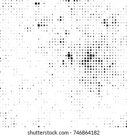 Grunge vector background from squares on white background. Abstract texture monochrome. Vintage pattern for print and design
