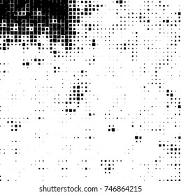 Grunge vector background from squares on white background. Abstract texture monochrome. Vintage pattern for print and design