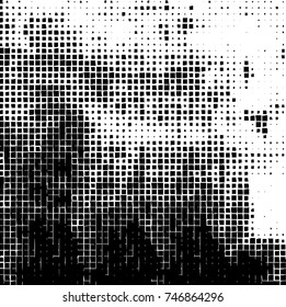 Grunge vector background from squares on white background. Abstract texture monochrome. Vintage pattern for print and design