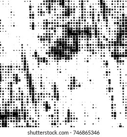 Grunge vector background from squares on white background. Abstract texture monochrome. Vintage pattern for print and design