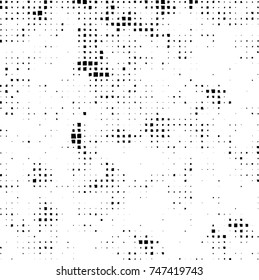 Grunge vector background from squares on white background. Abstract texture monochrome. Vintage pattern for print and design