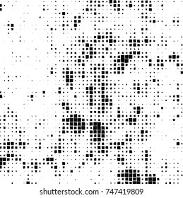 Grunge vector background from squares on white background. Abstract texture monochrome. Vintage pattern for print and design
