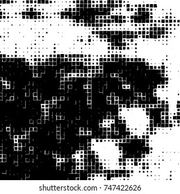 Grunge vector background from squares on white background. Abstract texture monochrome. Vintage pattern for print and design