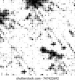 Grunge vector background from squares on white background. Abstract texture monochrome. Vintage pattern for print and design