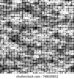 Grunge vector background from squares on white background. Abstract texture monochrome. Vintage pattern for print and design