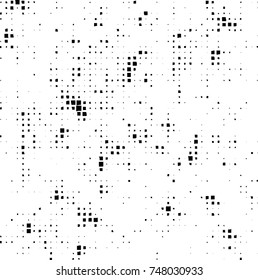 Grunge vector background from squares on white background. Abstract texture monochrome. Vintage pattern for print and design