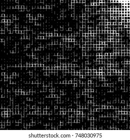 Grunge vector background from squares on white background. Abstract texture monochrome. Vintage pattern for print and design