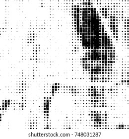 Grunge vector background from squares on white background. Abstract texture monochrome. Vintage pattern for print and design