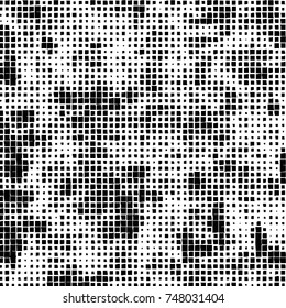 Grunge vector background from squares on white background. Abstract texture monochrome. Vintage pattern for print and design