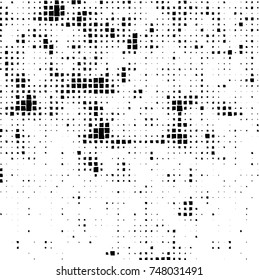 Grunge vector background from squares on white background. Abstract texture monochrome. Vintage pattern for print and design