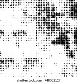 Grunge vector background from squares on white background. Abstract texture monochrome. Vintage pattern for print and design