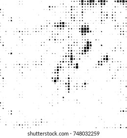 Grunge vector background from squares on white background. Abstract texture monochrome. Vintage pattern for print and design