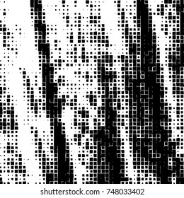 Grunge vector background from squares on white background. Abstract texture monochrome. Vintage pattern for print and design