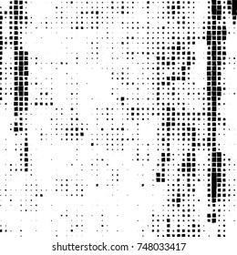 Grunge vector background from squares on white background. Abstract texture monochrome. Vintage pattern for print and design
