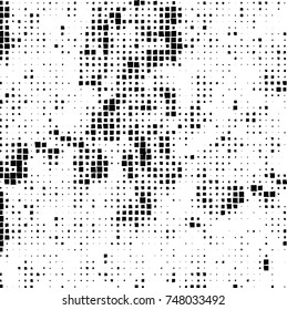 Grunge vector background from squares on white background. Abstract texture monochrome. Vintage pattern for print and design