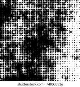 Grunge vector background from squares on white background. Abstract texture monochrome. Vintage pattern for print and design