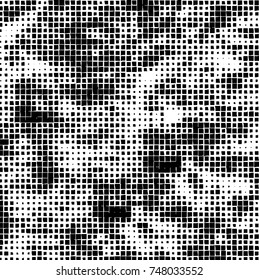 Grunge vector background from squares on white background. Abstract texture monochrome. Vintage pattern for print and design