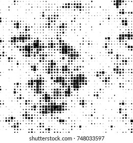 Grunge vector background from squares on white background. Abstract texture monochrome. Vintage pattern for print and design