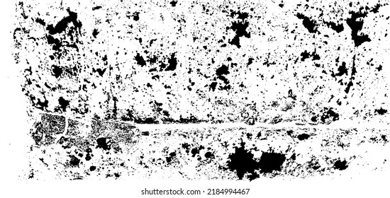 Grunge vector background. Urban old peeled wall. Dust Distressed Overlay. Rough black and white texture with faded paint and scratched plaster. Wallpaper with rust and dirt.