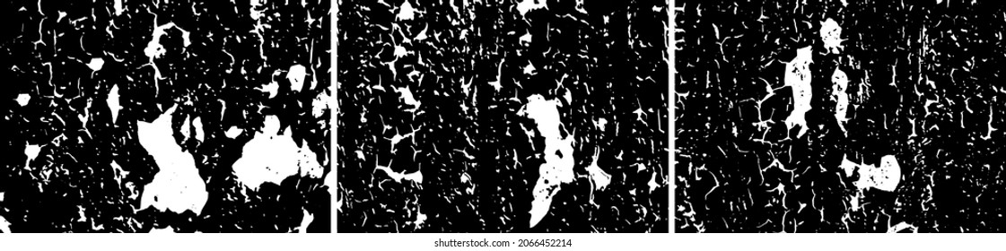 Grunge vector backgrounds set. Rough grungy textures collection. Highly detailed grunge. Crack surface. Crack old paint, dry soil texture.