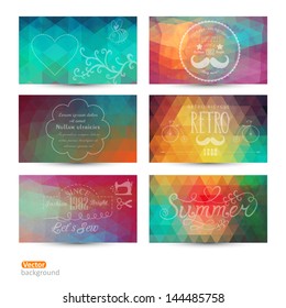 Grunge vector banner. Abstract header vector background set. Triangle seamless banners. Retro label design. Geometric shapes. You can place your message above triangles rectangle. Grunge.