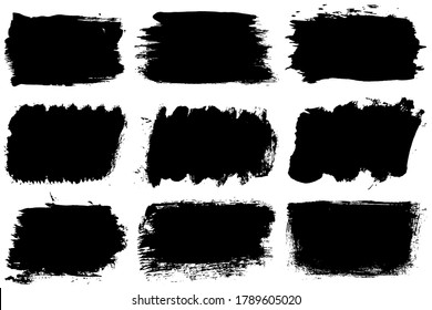 Pancartas negras vectoriales gruesas montadas. Dibujar un trazo de pincel.
