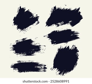 Grunge vector black color brush strokes background collection