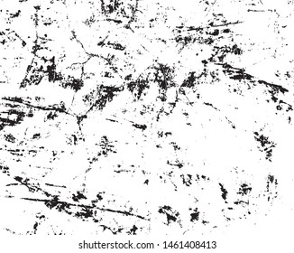 Grunge vector is black and white. Monochrome abstract texture. Background of cracks, scuffs, chips, stains, ink spots, lines.