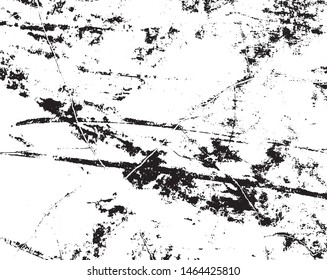 Grunge vector is black and white. Monochrome abstract texture. Background of cracks, scuffs, chips, stains, ink spots, lines.