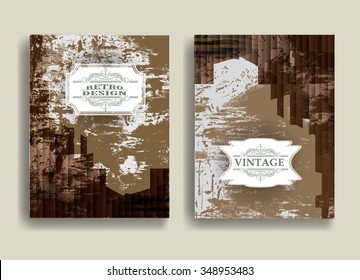 Grunge Vector Brochure Templates. Distress Textured Poster. 