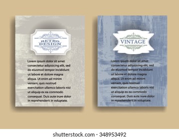 Grunge Vector Brochure Templates. Distress Textured Poster. 