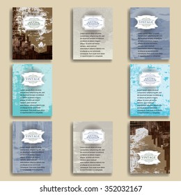 Grunge Vector Brochure Templates. Distress Textured Poster.