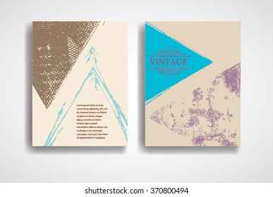 Grunge Vector Brochure Templates . Magazine Layout Design Collection. Vintage poster. Retro cover. Illustration. 