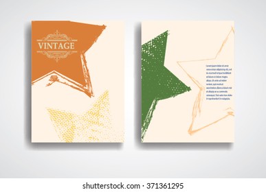 Grunge Vector Brochure Templates . Magazine Layout Design Collection. Vintage poster. Retro cover. Illustration. 