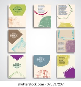 Grunge Vector Brochure Templates . Unusual Poster Design Collection. Vintage flyers. Retro layouts. cover Collection . Hipster Backgrounds. 