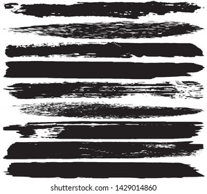 Grunge vector brush. Abstract black spots on a white background. Templates for the destruction of text and print. Isolated lines