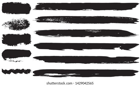 Grunge vector brush. Abstract black spots on a white background. Templates for the destruction of text and print. Isolated lines
