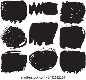 Grunge vector brush. Abstract black spots on a white background. Templates for the destruction of text and print. Isolated lines