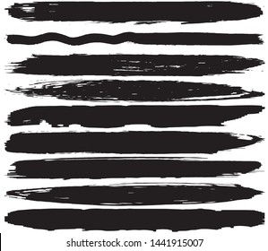 Grunge vector brush. Abstract black spots on a white background. Templates for the destruction of text and print. Isolated lines