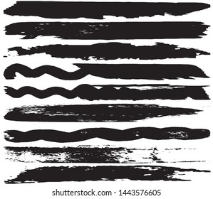 Grunge vector brush. Abstract black spots on a white background. Templates for the destruction of text and print. Isolated lines