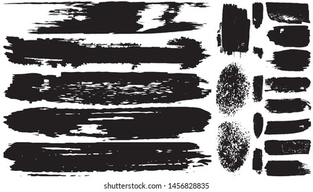 Grunge vector brush. Abstract black spots on a white background. Templates for the destruction of text and print. Isolated lines