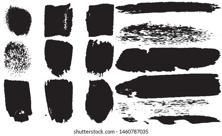 Grunge vector brush. Abstract black spots on a white background. Templates for the destruction of text and print. Isolated lines