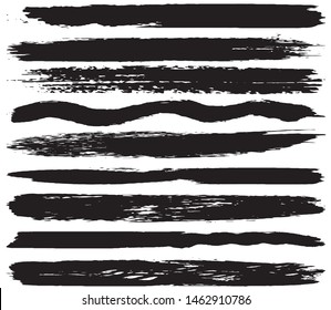 Grunge vector brush. Abstract black spots on a white background. Templates for the destruction of text and print. Isolated lines